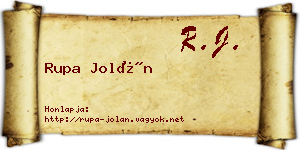 Rupa Jolán névjegykártya